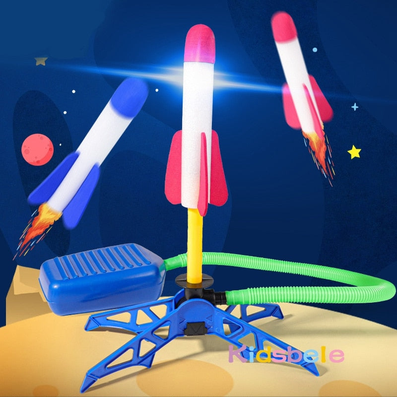 Speelgoed Raket - Inclusief 3 raketjes - Buitenspeelgoed met pomp-traptechnologie - Vlieg tot wel 10 meter de lucht in - Perfect voor kinderfeestjes en buitenspelen