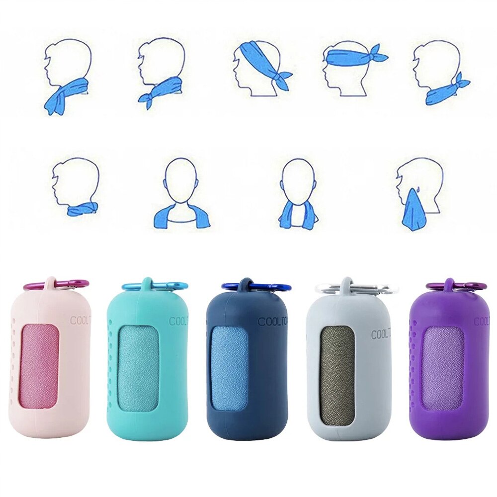 Mini handdoek in capsule - compact - sterk absorberend - snel drogend - perfect voor tijdens het sporten - met handige karabijn haak