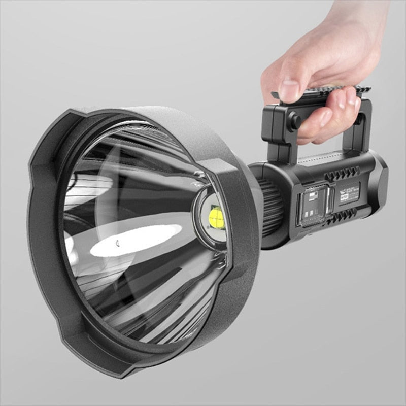 XL Zoeklicht - Schijnwerper - Grote Zaklantaarn met standaard - Dubbele LED lampen - 4 in 1 Werkplaats Zaklamp - Inclusief ingebouwde Batterijen - Vloedlicht - Micro USB