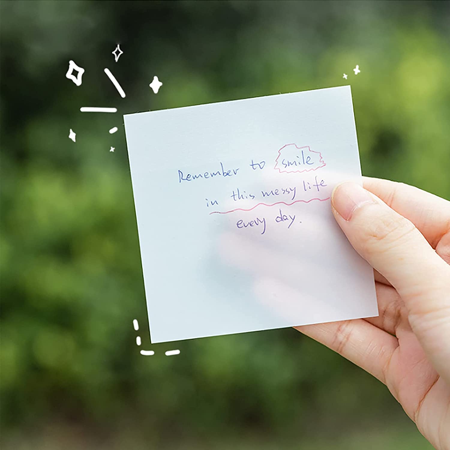 Transparante sticky notes - 6 kleuren - 50 notitie blaadjes - clear notes - zelfklevend - waterbestendig - herbruikbaar