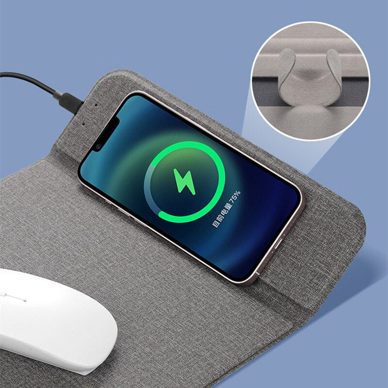 Muismat met super snelle draadloze telefoonlader - altijd uw opgeladen telefoon binnen handbereik