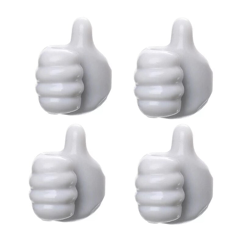Creatieve duim haakjes - organiseer uw kabels - hang uw sleutels op - handig en hip - set van 4 hand-haakjes - zelfklevend