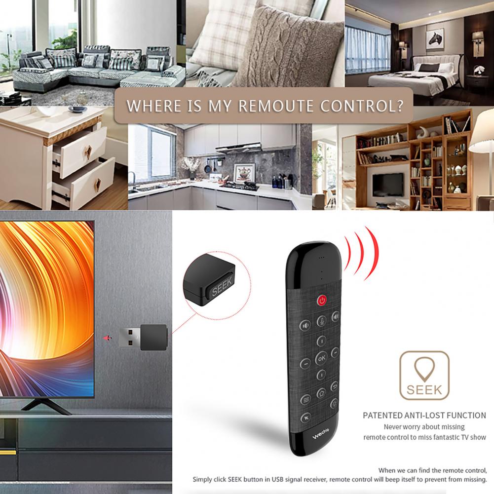 Stem activatie afstandbediening - 2.4G Smart TV Remote met gyroscope - infrarood - voor Android TV box - 57 toetsen - zwart of wit - stem bediening