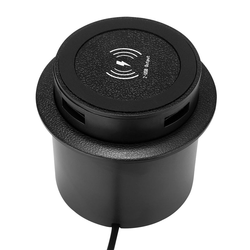 Inbouw magnetische oplader met USB poorten - Valt prachtig weg in uw bureau - 2 USB poorten - QI snellader - 18w