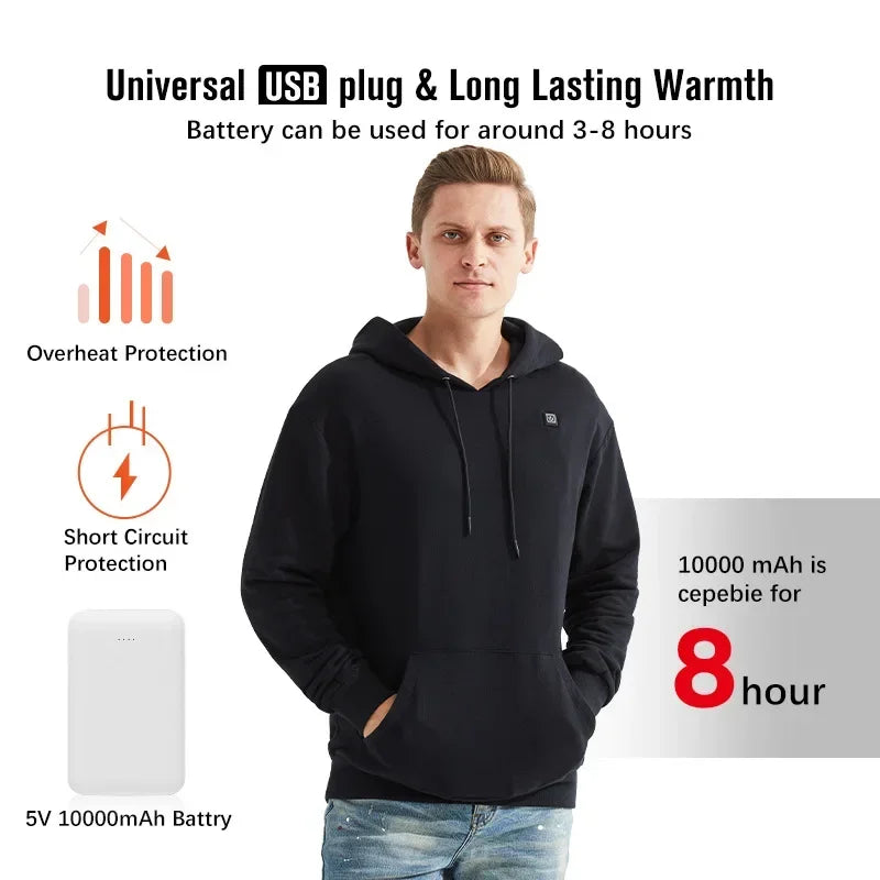 Elektrisch verwarmde hoodie - trui met 6 verwarmzones - Zeg vaarwel tegen de kou