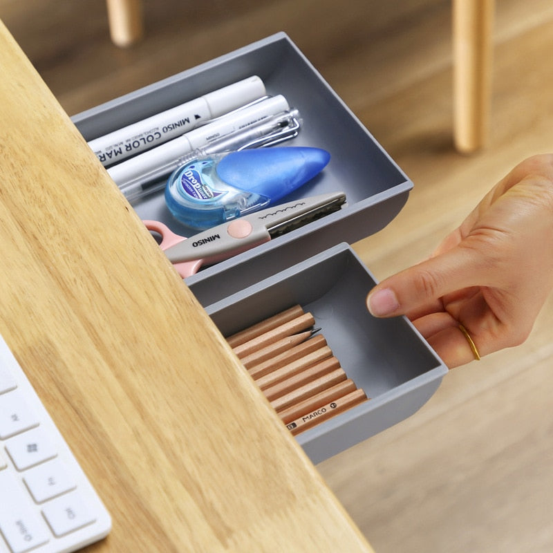 Zelfklevende bureaulade - opbergruimte - extra opbergruimte uit het zicht - pennenbakje - bureau accessoires - makkelijke installatie