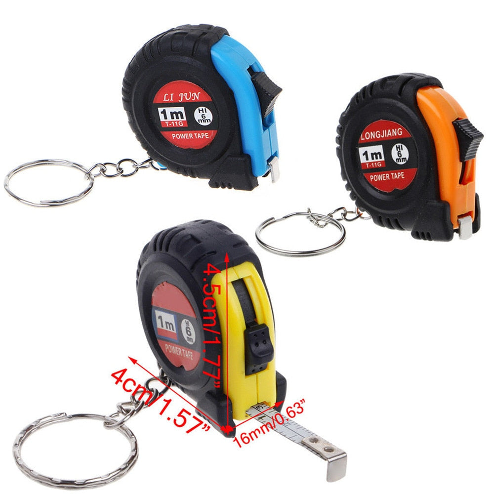 Mini rolmaat sleutelhanger - 1m/T22 - altijd een rolmaatje op zak - met sleutelhanger ring - leuk voor kinderen