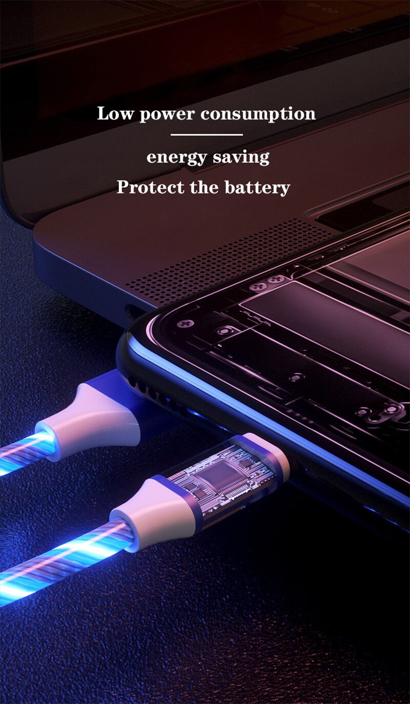 Lichtgevende USB oplaad kabel - voor android en iPhone telefoons - uniek ontwerp en altijd makkelijk te vinden - 4 kleuren - trendy kabel met top specificaties