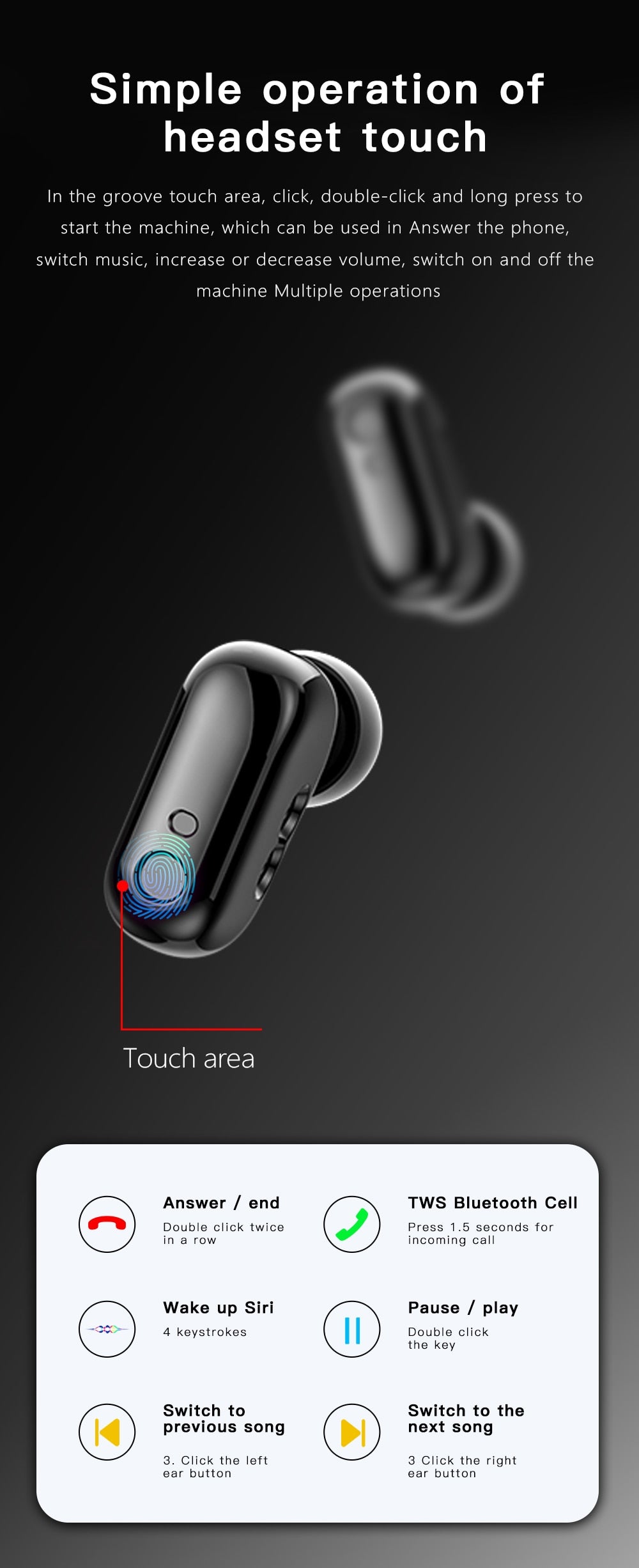 X7 - Sport horloge + ingebouwde oordoppen - smartwatch / activity tracker - TWS Bluetooth In-Ear oordopjes - zwart