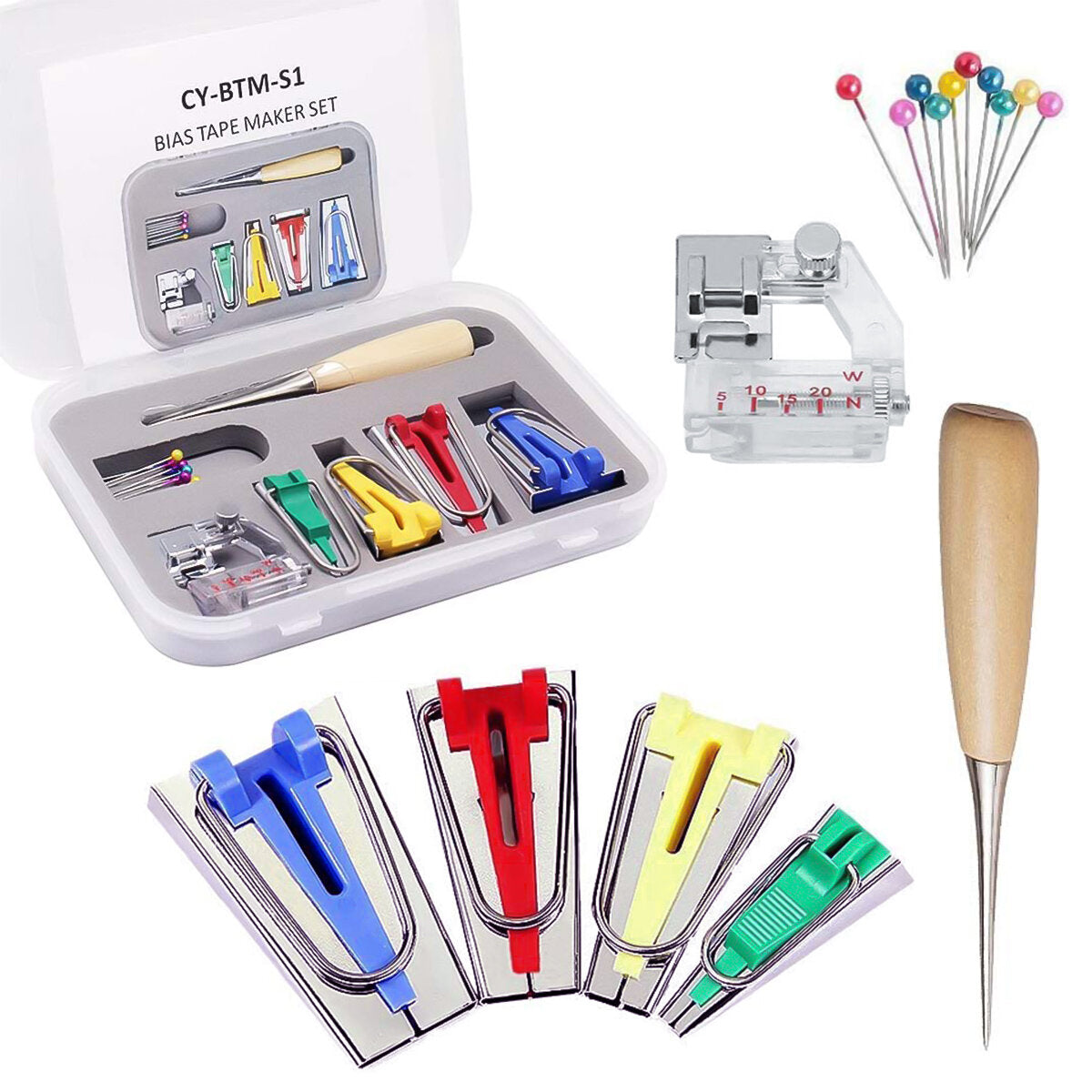 naaiband maker kits 4 maten 6 mm 12 mm 18 mm 25 mm huishoudelijke dhz stof patchwork naaien accessoires gereedschap makers kit met binding foot craft clips priem quilters pin voor quilt binding