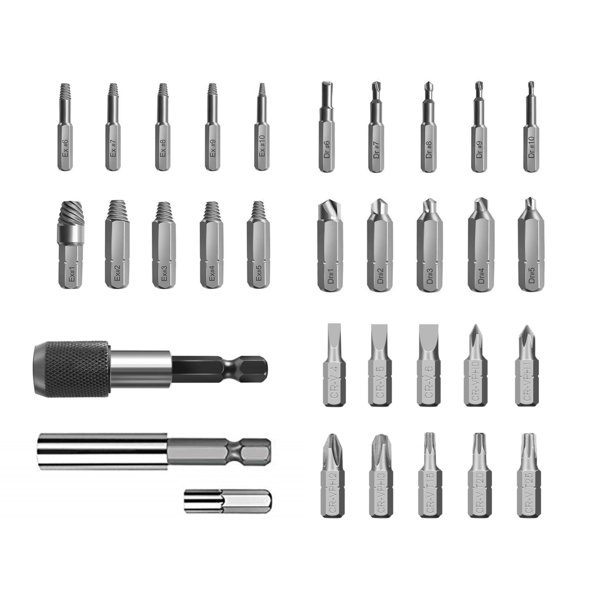33 stuks beschadigde schroevendraaier set met schroevendraaier bits extension bit houder voor gebroken schroef hss gebroken bout extractor schroef remover kits