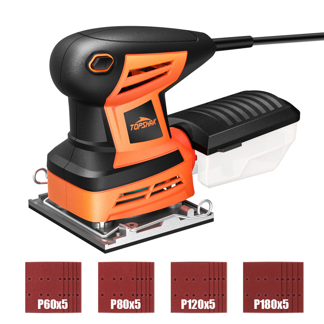 ts-sd6 260 w elektrische palmschuurmachine handschuurmachine met 20 stuks schuurpapier handheld sander stofopvangbox eu/us plug