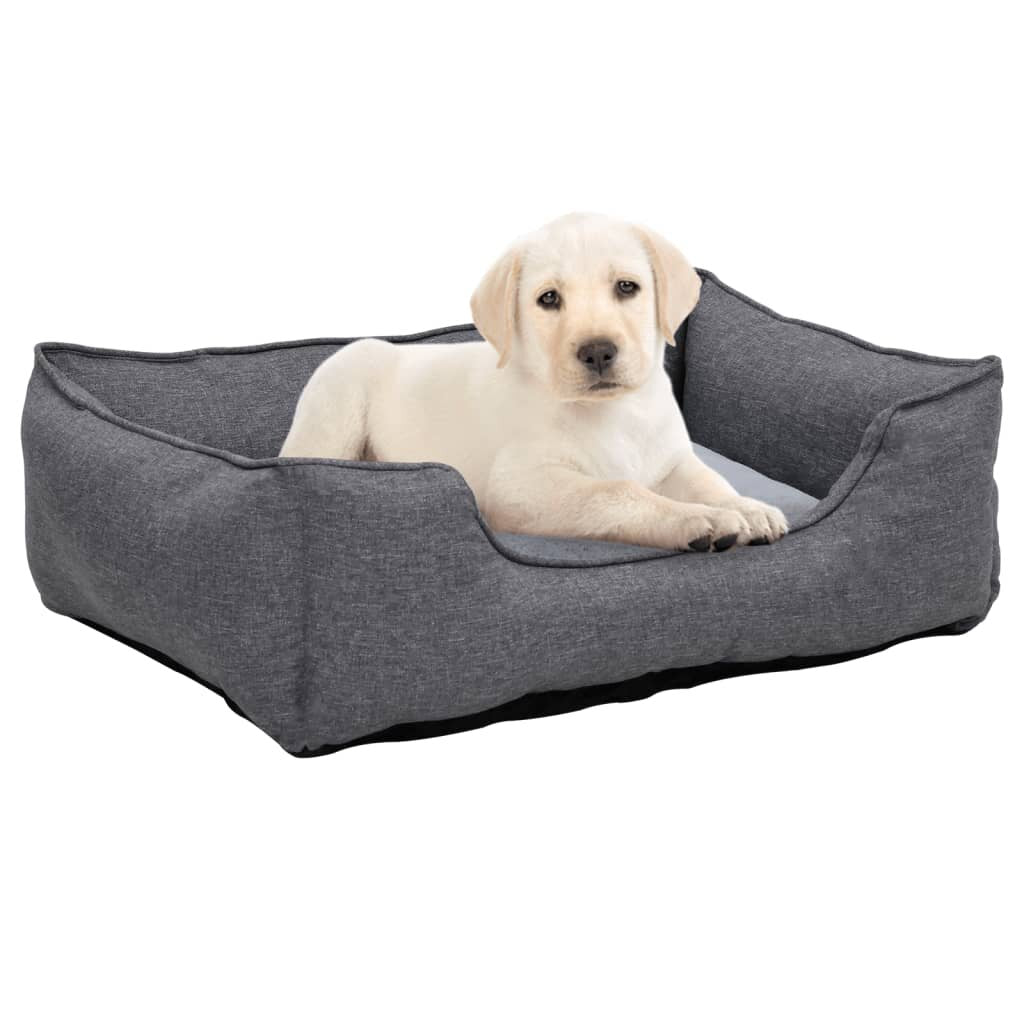 hondenbedlinnen look 85.5x70x23 cm fleece grijs