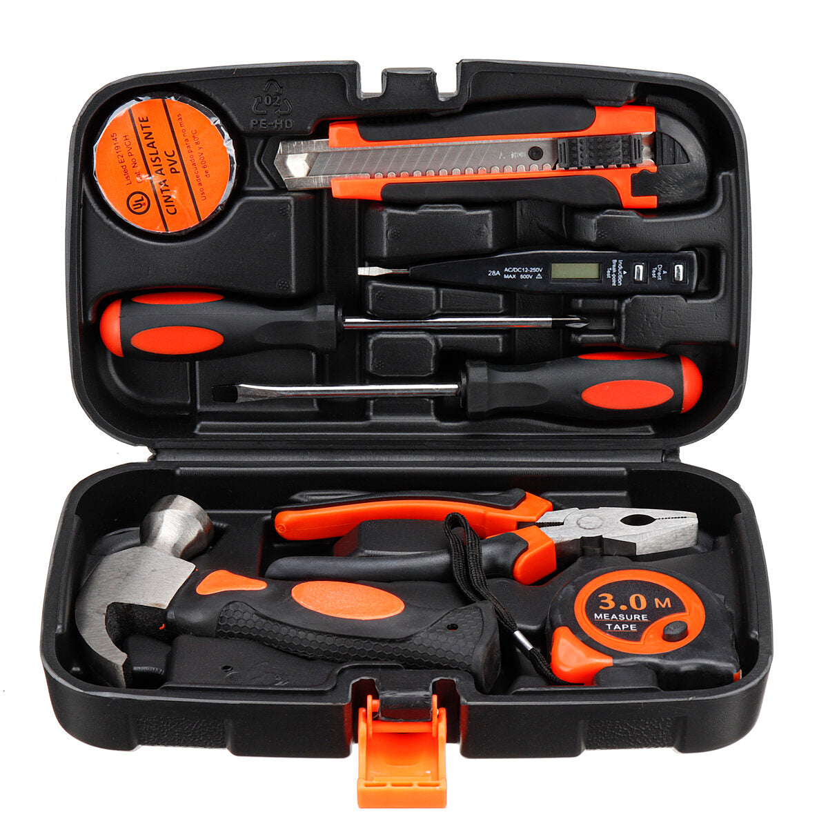 9/25/82/100 stuks huishoudelijke reparatieset set hammer liniaal handgereedschapsset met plastic gereedschapskist