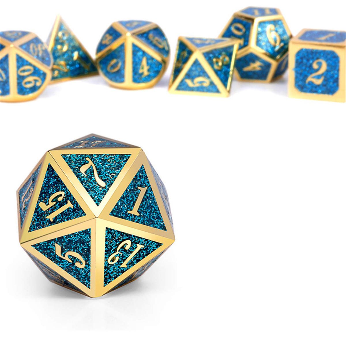 7 stuks polyedrale dobbelstenen zinklegering dobbelstenen set zware dobbelstenen voor rollenspel game dobbelstenen set: