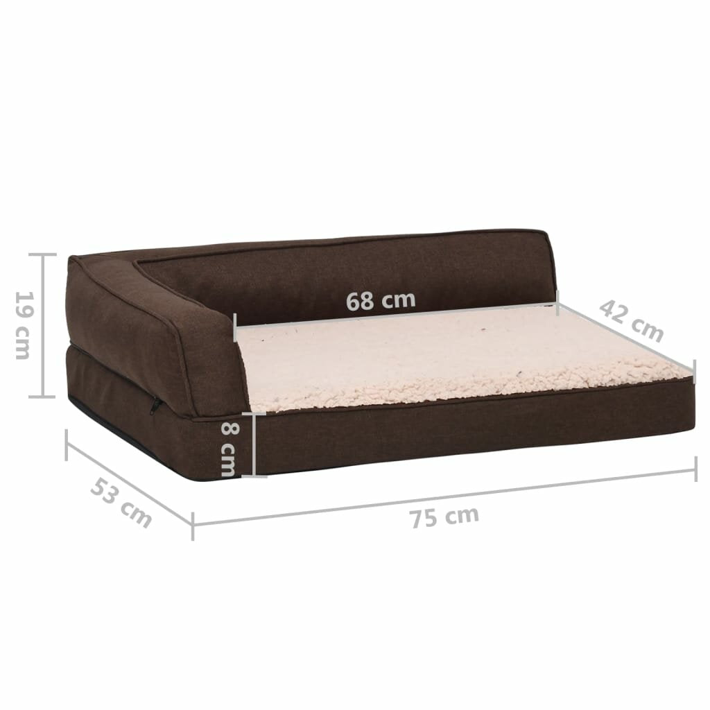 hondenmand ergonomisch linnen look 75x53 cm fleece bruin