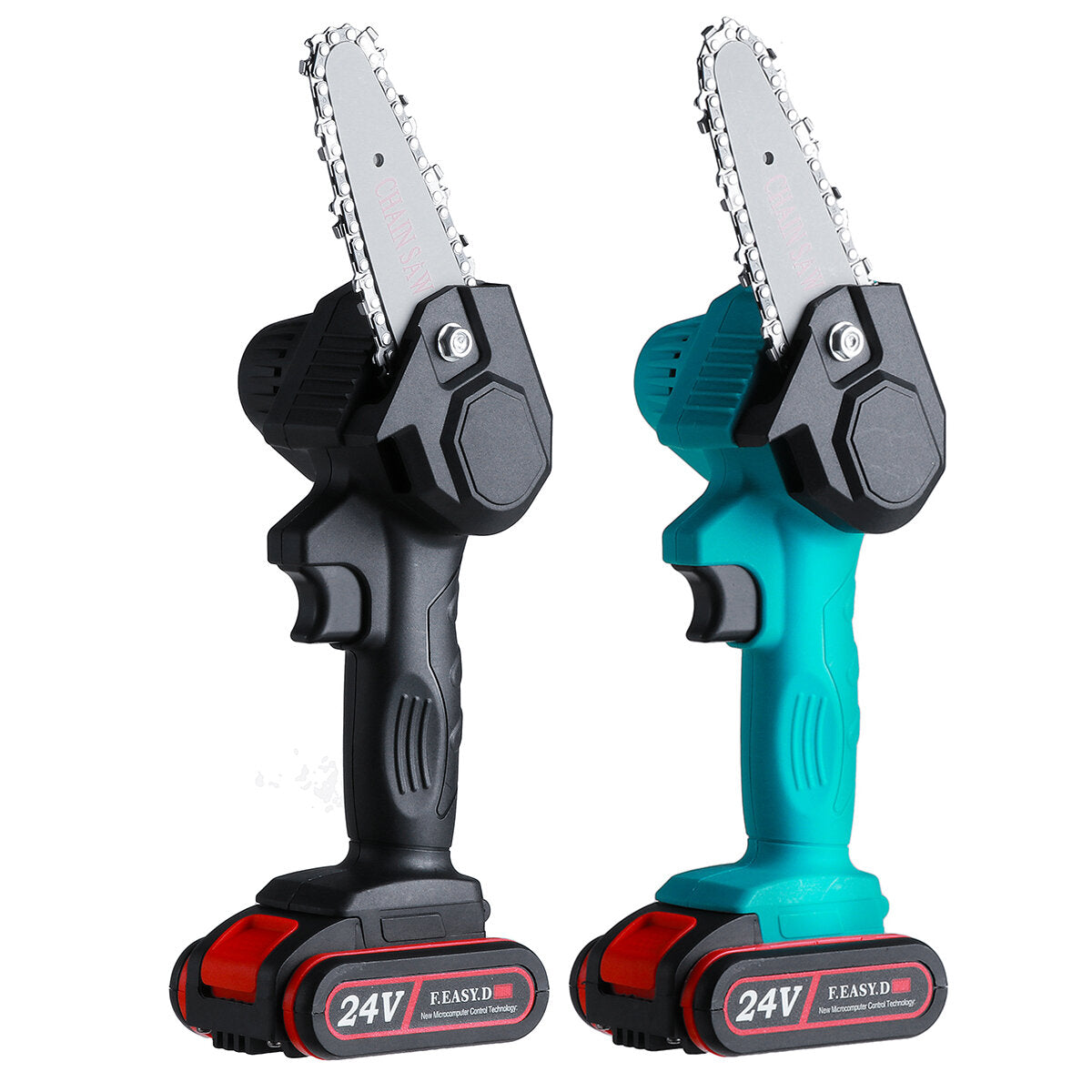 4 inch 24 v oplaadbare draadloze elektrische zaag mini handheld kettingzaag houtsnijder tool w / geen / 1pc / 2 stuks batterij