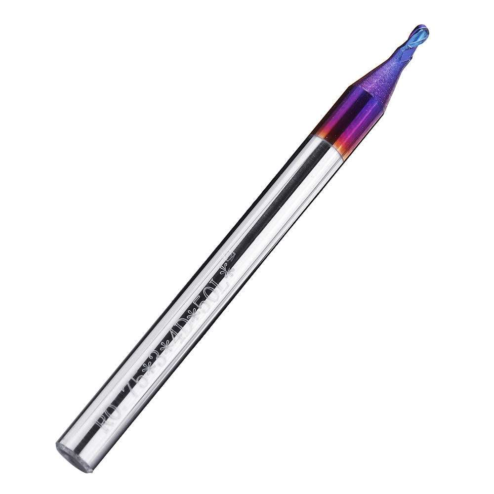 r0.5-r2 hrc60 2-fluiten kogelneusfrees 50 mm blauwe naco-coating cnc-frees