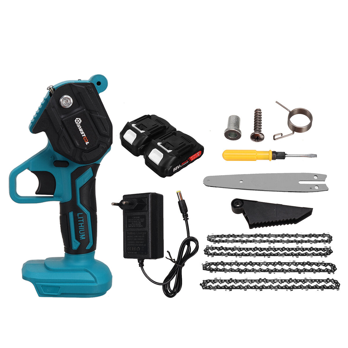 1200w 10000rpm 9000mah 6inch elektrische kettingzaag oplaadbaar handheld snijgereedschap met 2 batterijen