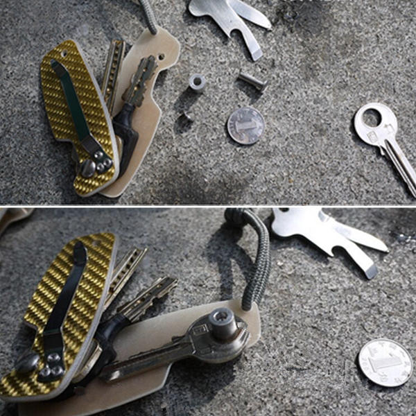 koolstofvezel lichtgewicht zak sleutelhanger dhz sleutel clip opslag edc tool