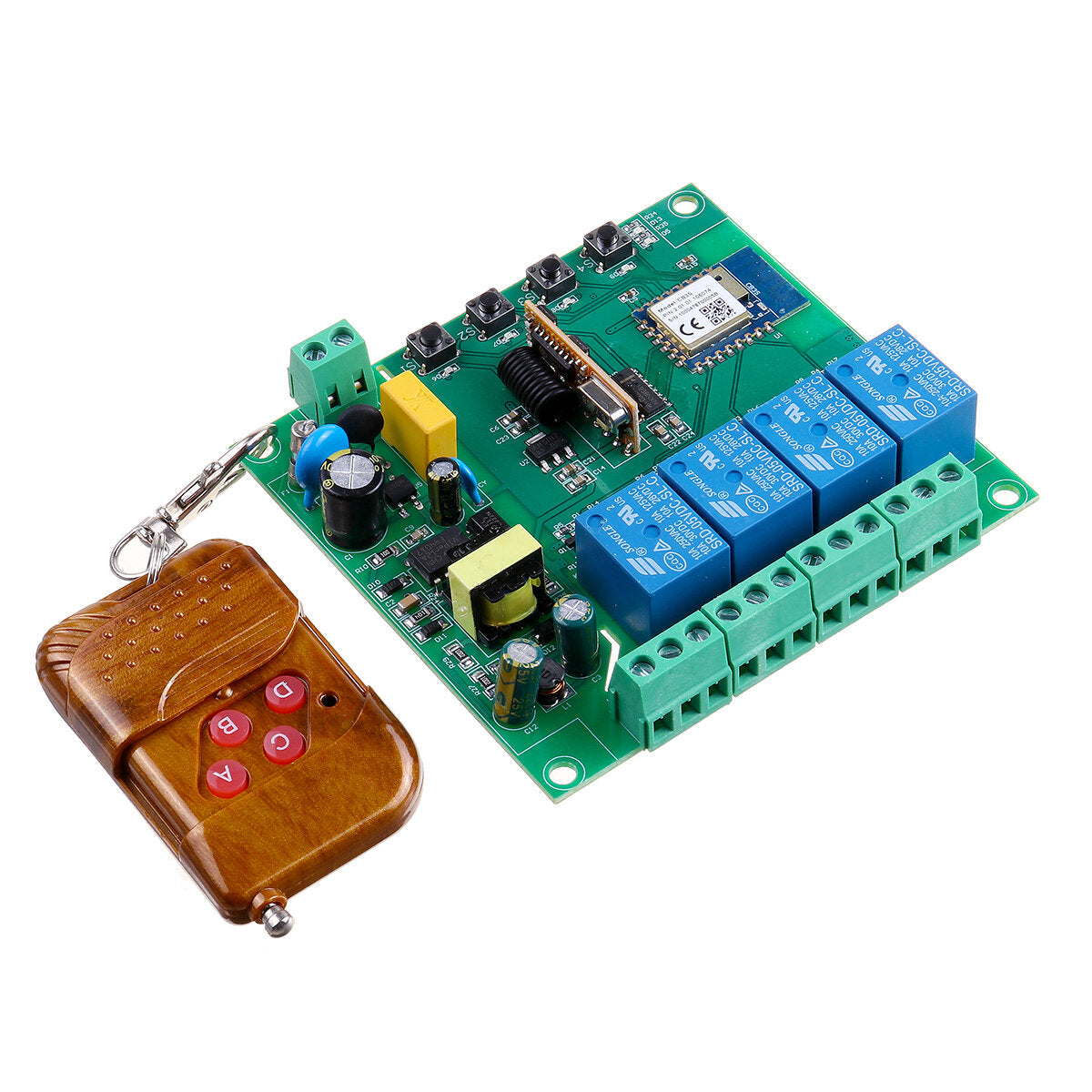 tuya 4-weg wifi bluetooth-afstandsbedieningsrelaismodule ac220v 433mhz voeding mobiele app-bediening smart switch