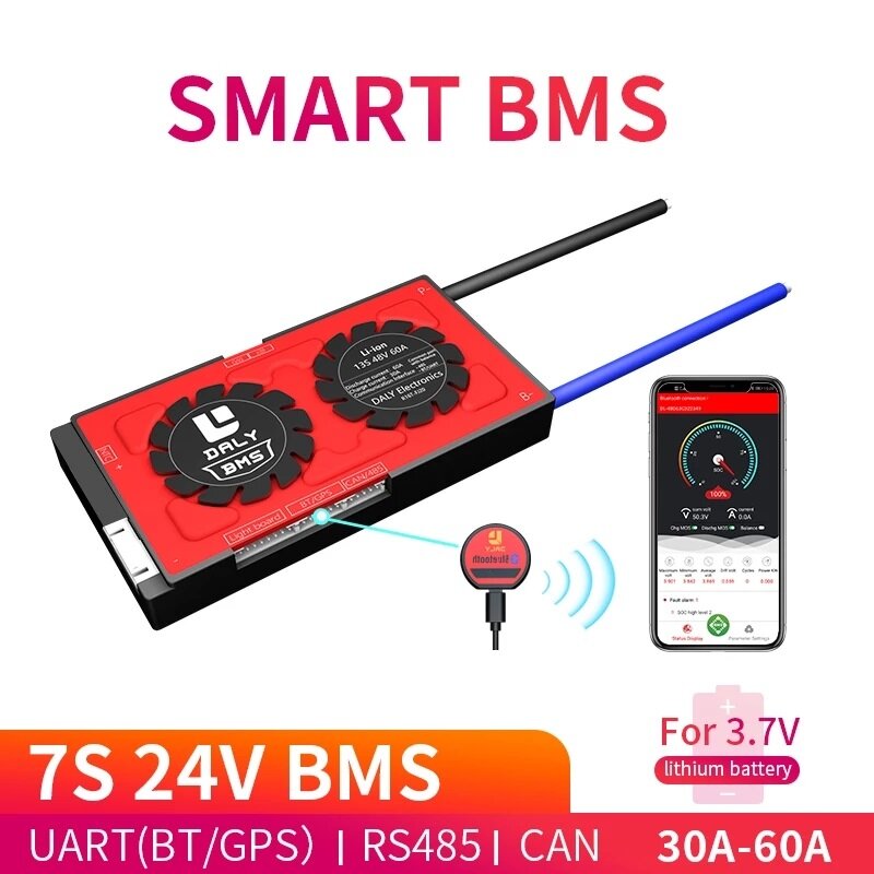 daly bms 7s 24 v 30a 40a 60a lithium-ionbatterij smart bms lcd-module 18650 bluetooth uart rs485 can bms-systeem met balans