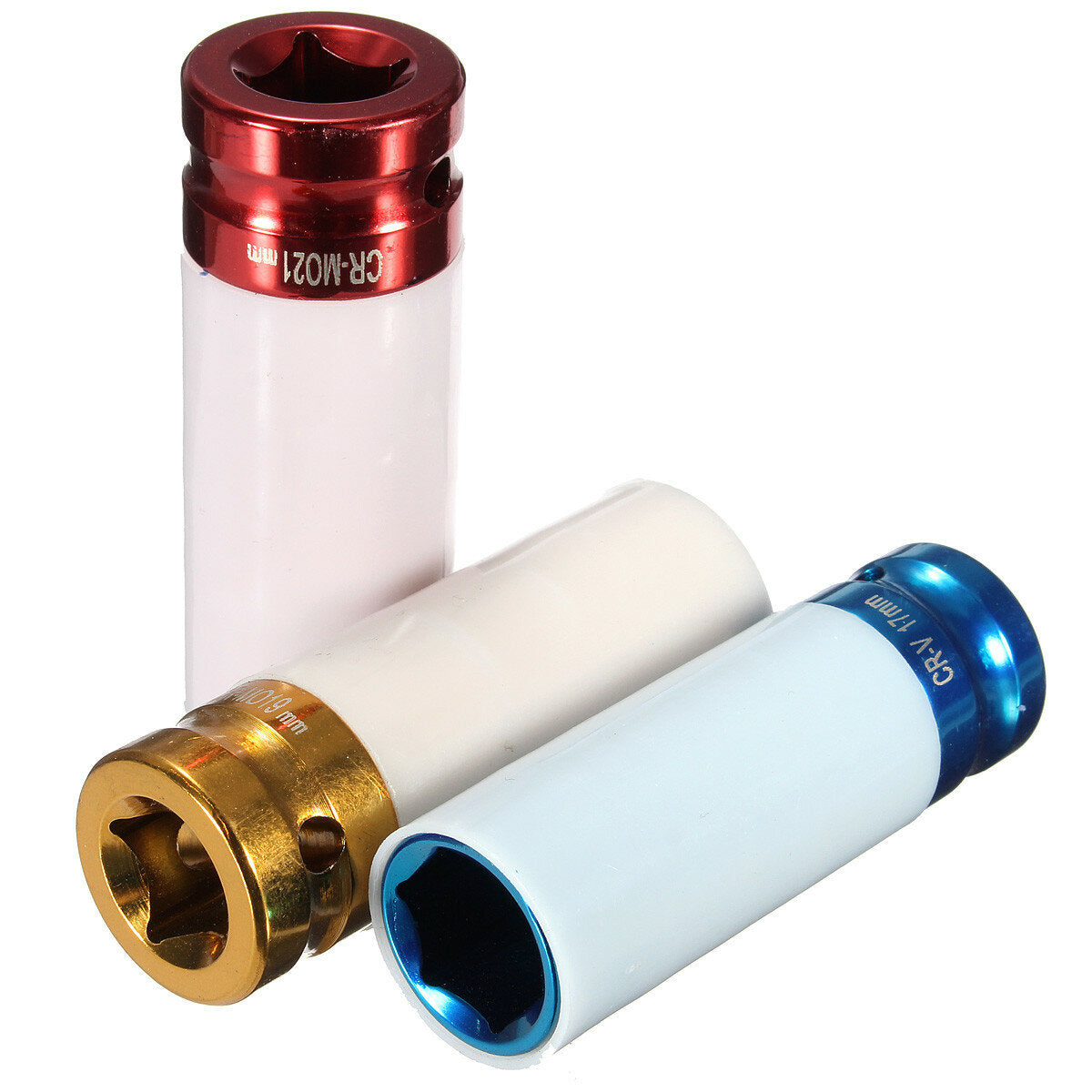 3 stuks cr-mo 1/2 17mm 19mm 21mm lichtmetalen wiel impact moer socket set muur diepe slagcontact