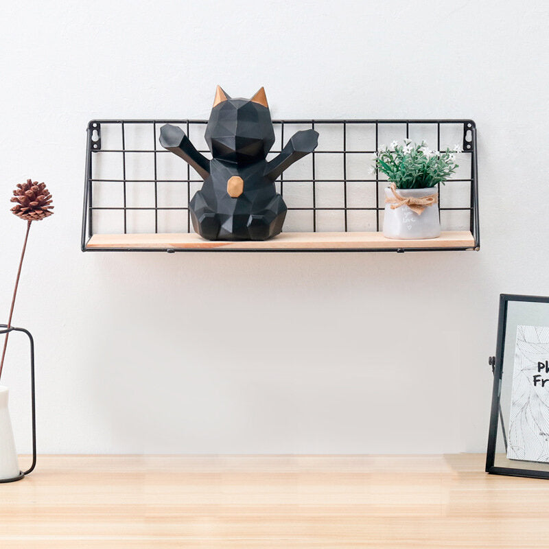 mode houten ijzeren opslag houder thuis opslag plank muur opbergdoos