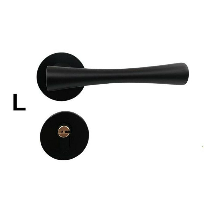 matzwart aluminium deurslot mechanische binnendeurhendel cilinderslot hendel klink home security mute locker met sleutels nieuwe woonaccessoires