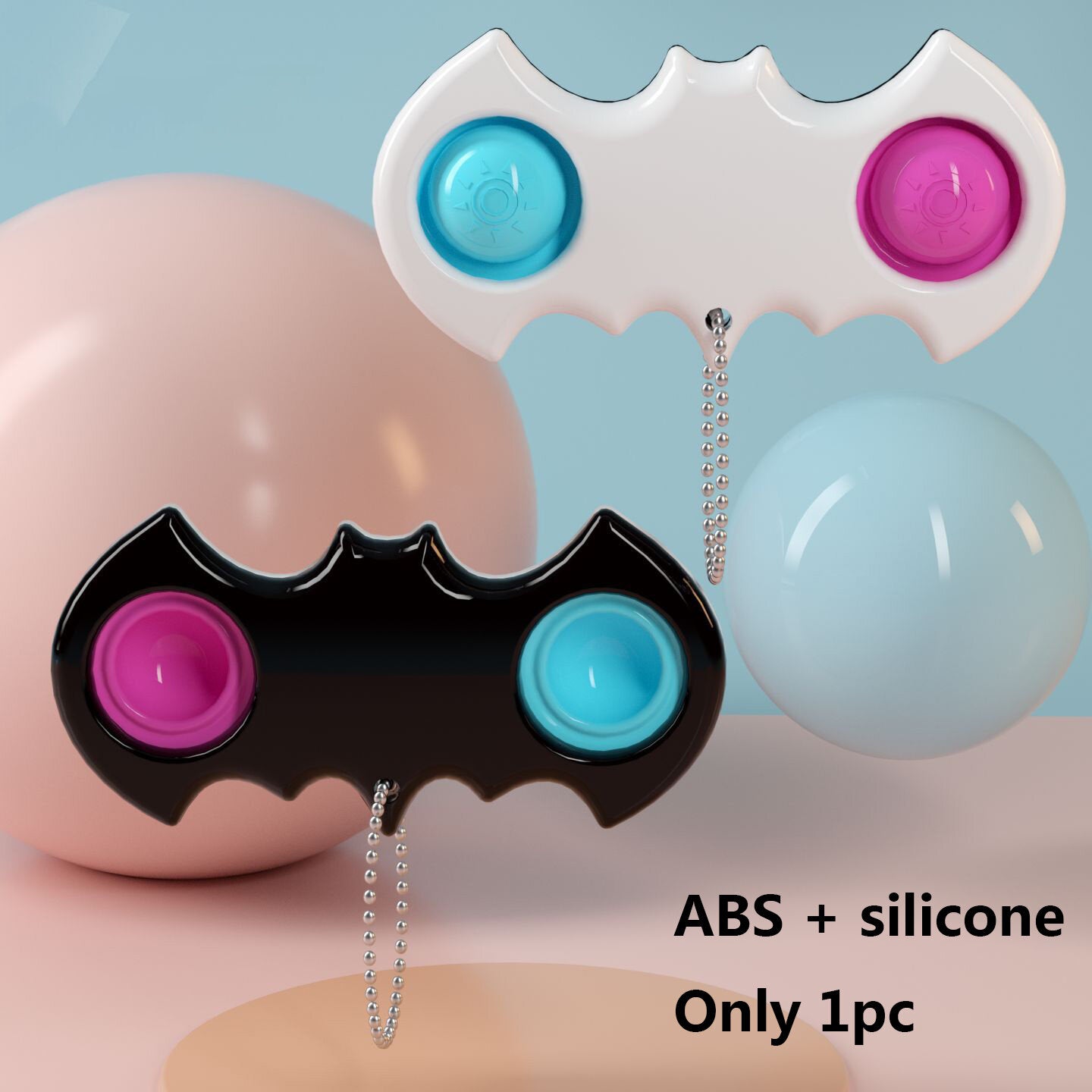 mini bat zintuiglijke fidget ontspanning stress anti-angst autisme hand edc gadget voor kinderen tiener volwassen push pop bubble sleutelhanger