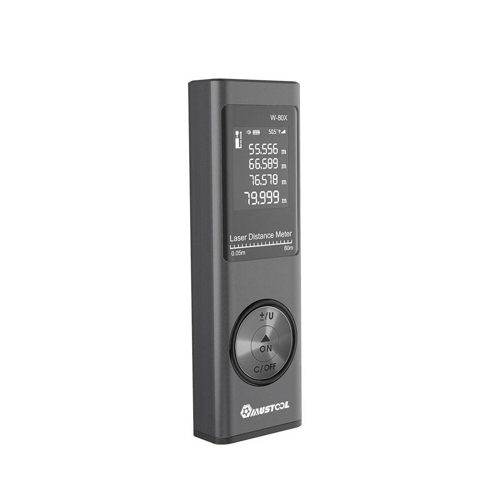 80m digitale mini-laserafstandsmeter met elektronische hoeksensor m / in / ft-eenheid schakelen usb opladen pythagoreaanse modus afstandsgebied volume meet laserafstandsmeter