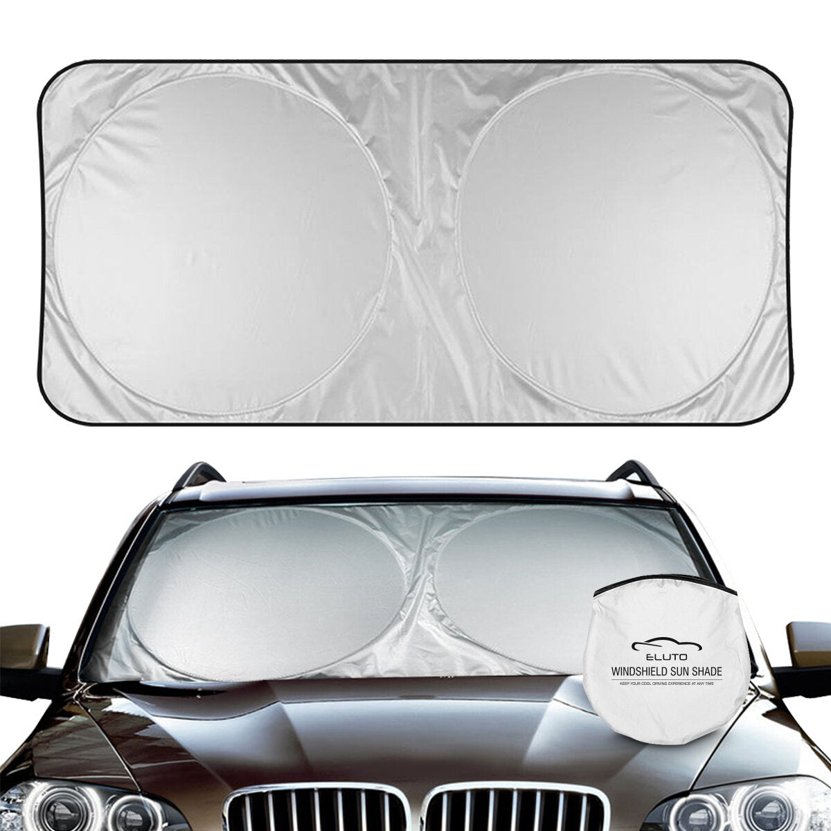 eluto windshield sun shades is gemaakt van dik hoogwaardig zilver gecoat polyester