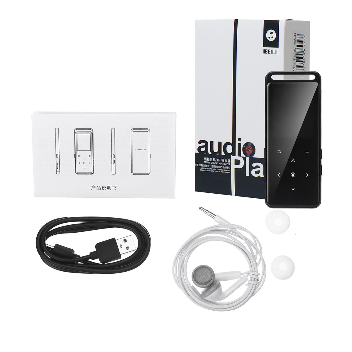 benjie m6 bluetooth 16gb lossless mp3-speler opname fm-radio ebook muziekspeler