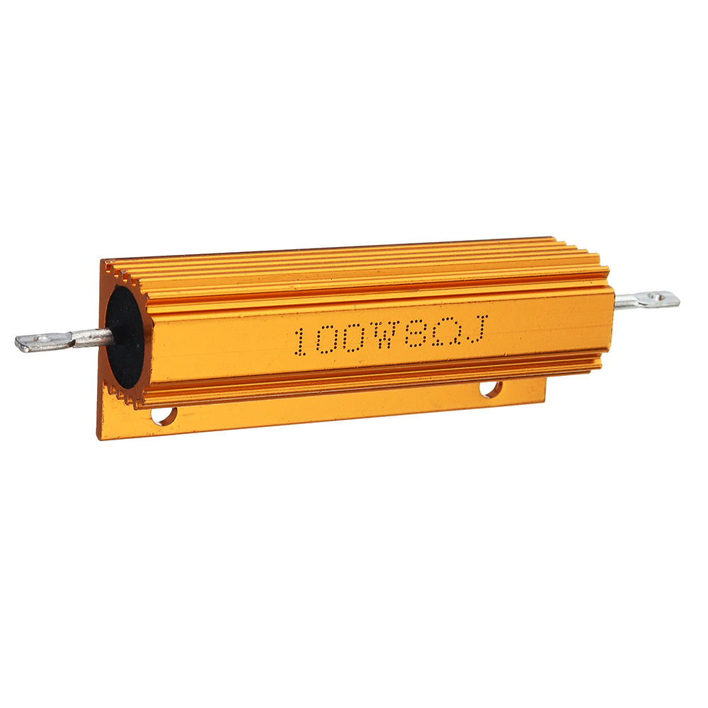 5 stuks rx24 100 w 8r 8rj metalen aluminium case high power weerstand gouden metalen shell case heatsink weerstand weerstand