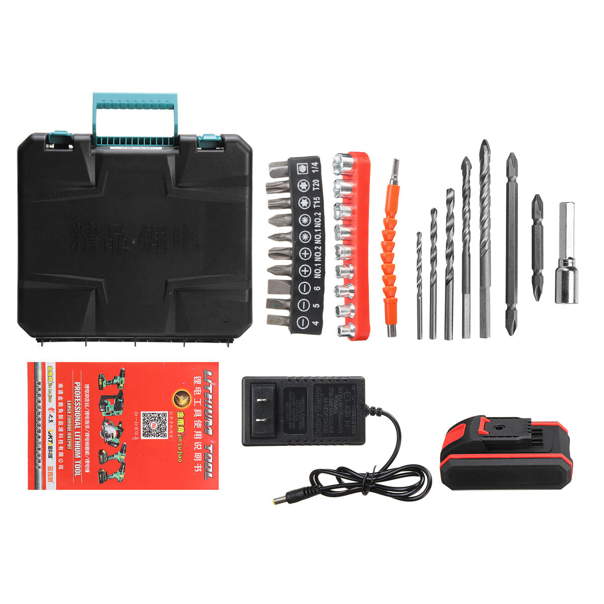 32 stuks 36vf draadloze borstelloze elektrische klopboormachine oplaadbare boor schroevendraaier power tool w / 1/2 stuks batterij