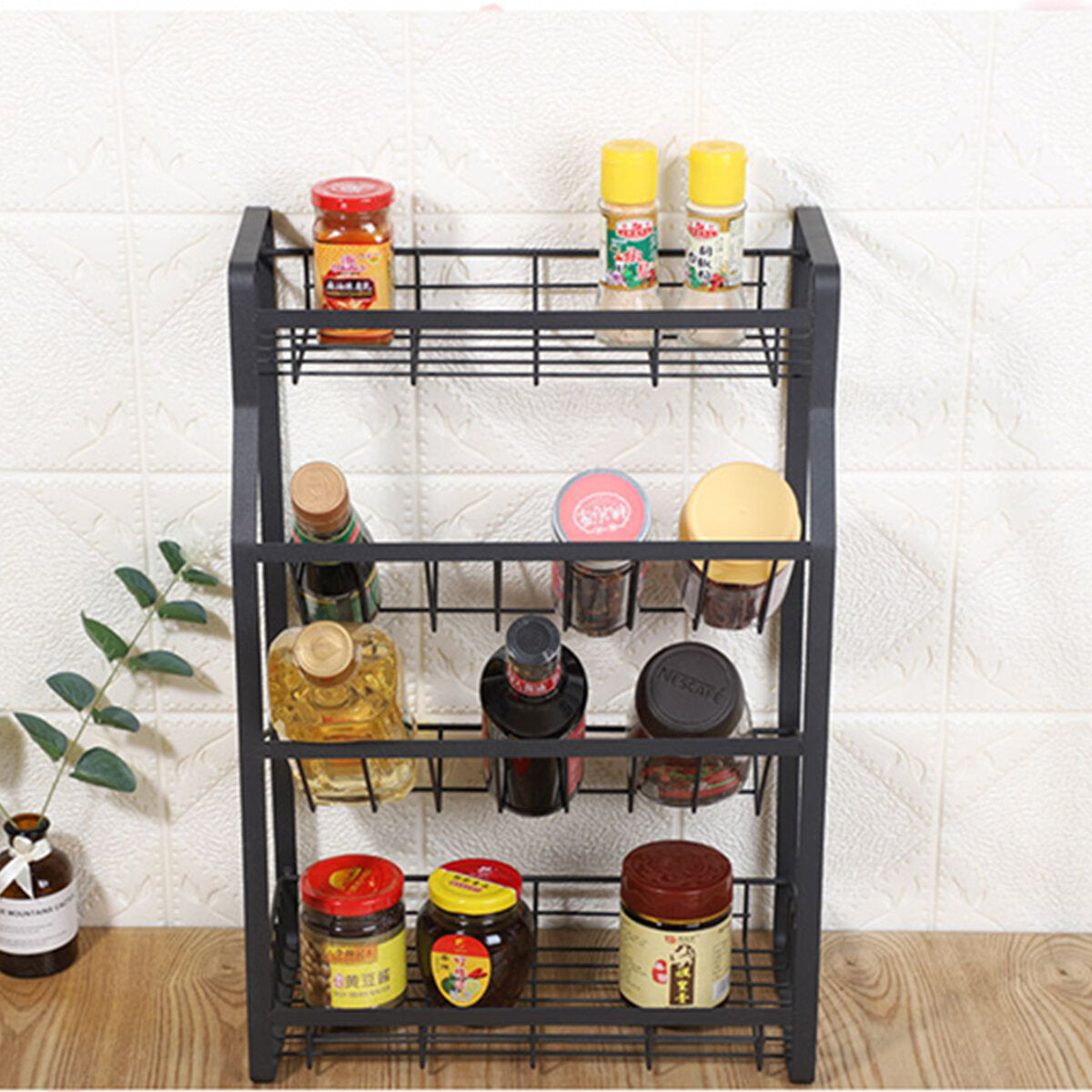 4 tier keuken kruidenrek staande houder jar organizer opslag kruidenplank