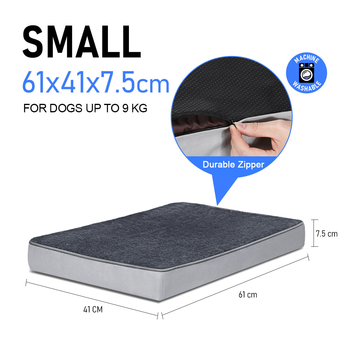 orthopedische hondenmat m 74 * 46 * 7.5 cm. afneembare hondenmand. wasbare antislip honden- en kattenmand. orthopedische hondenmat. grijze met schuim gevulde hondenspeelgoedmat