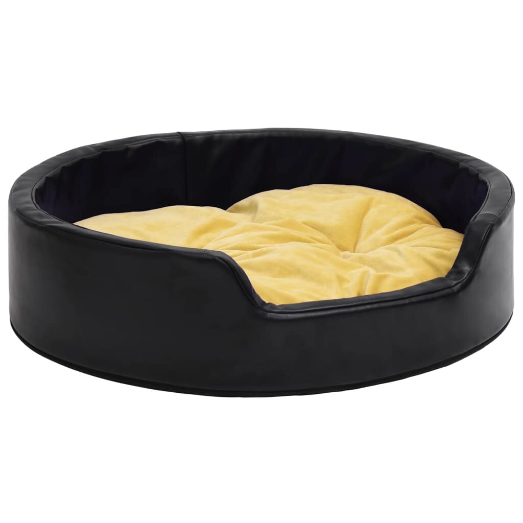 hondenbed 90x79x20 cm pluche en kunstleer zwart en geel