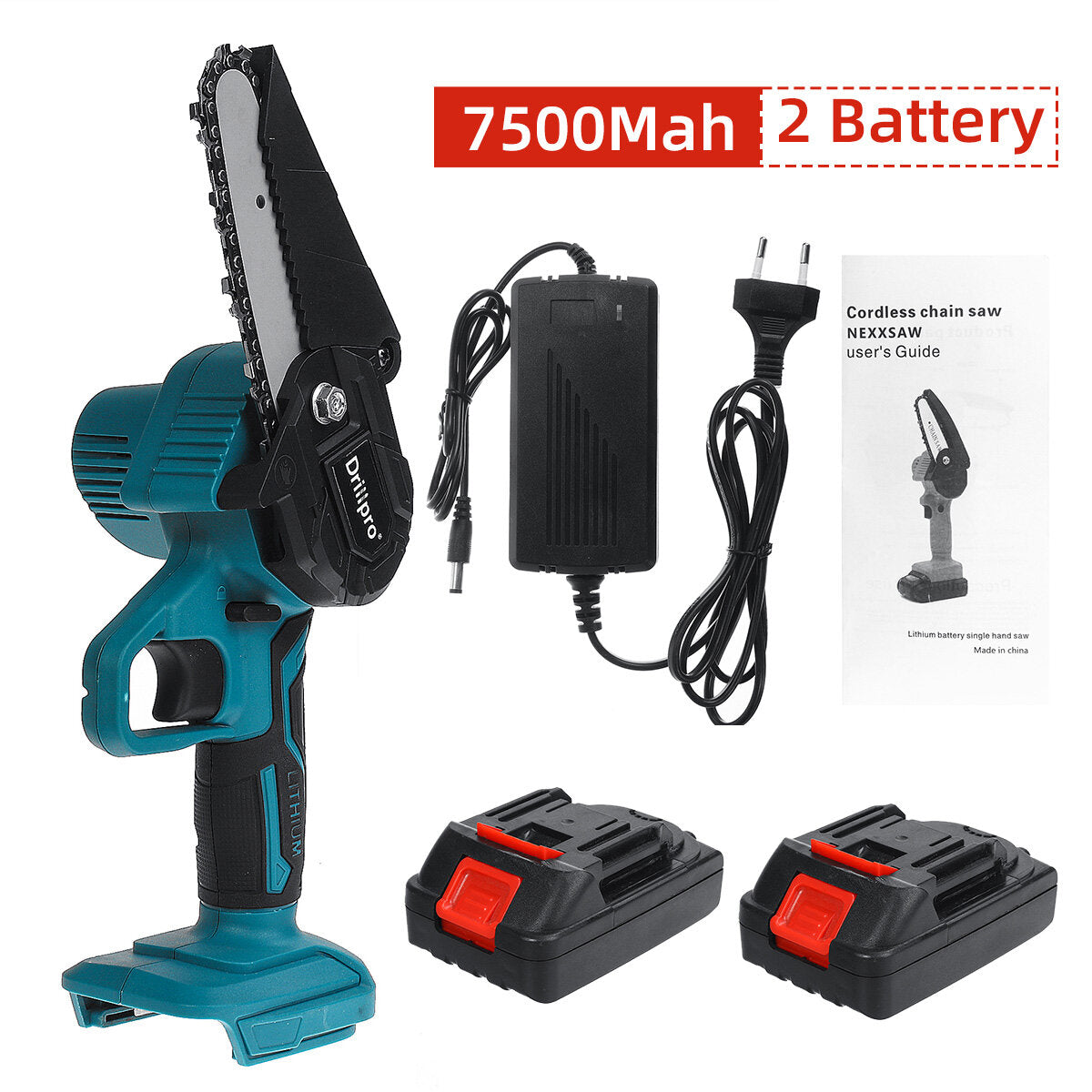 4 inch elektrische kettingzaag mini draadloze 550 w eenhandige zaag houtbewerking houtsnijder w / 1 st of 2 stuks batterij voor makita