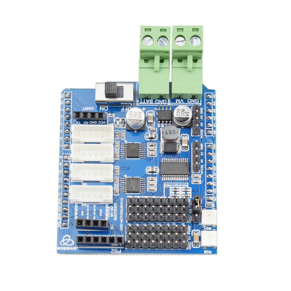 moebius 4-kanaals motor driver board compatibel met smart mecanum wheel robot car chassis voor arduino