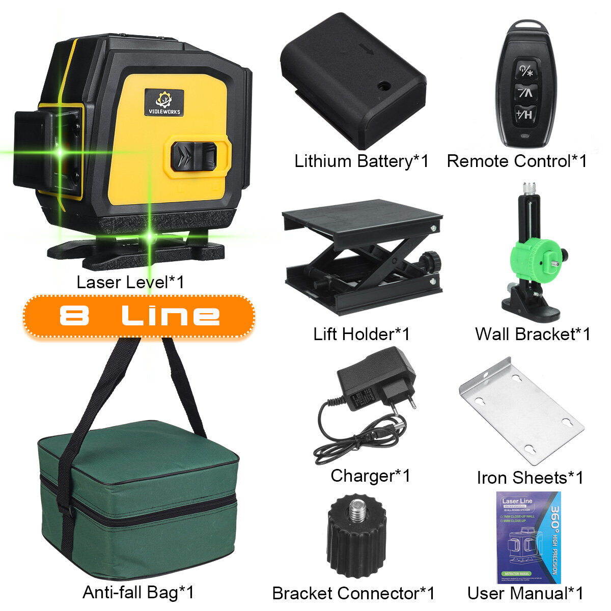 16/12/8 lijnen 4d groene laser niveau 360° horizontale en verticale cross zelfnivellerende meting super laserstraal