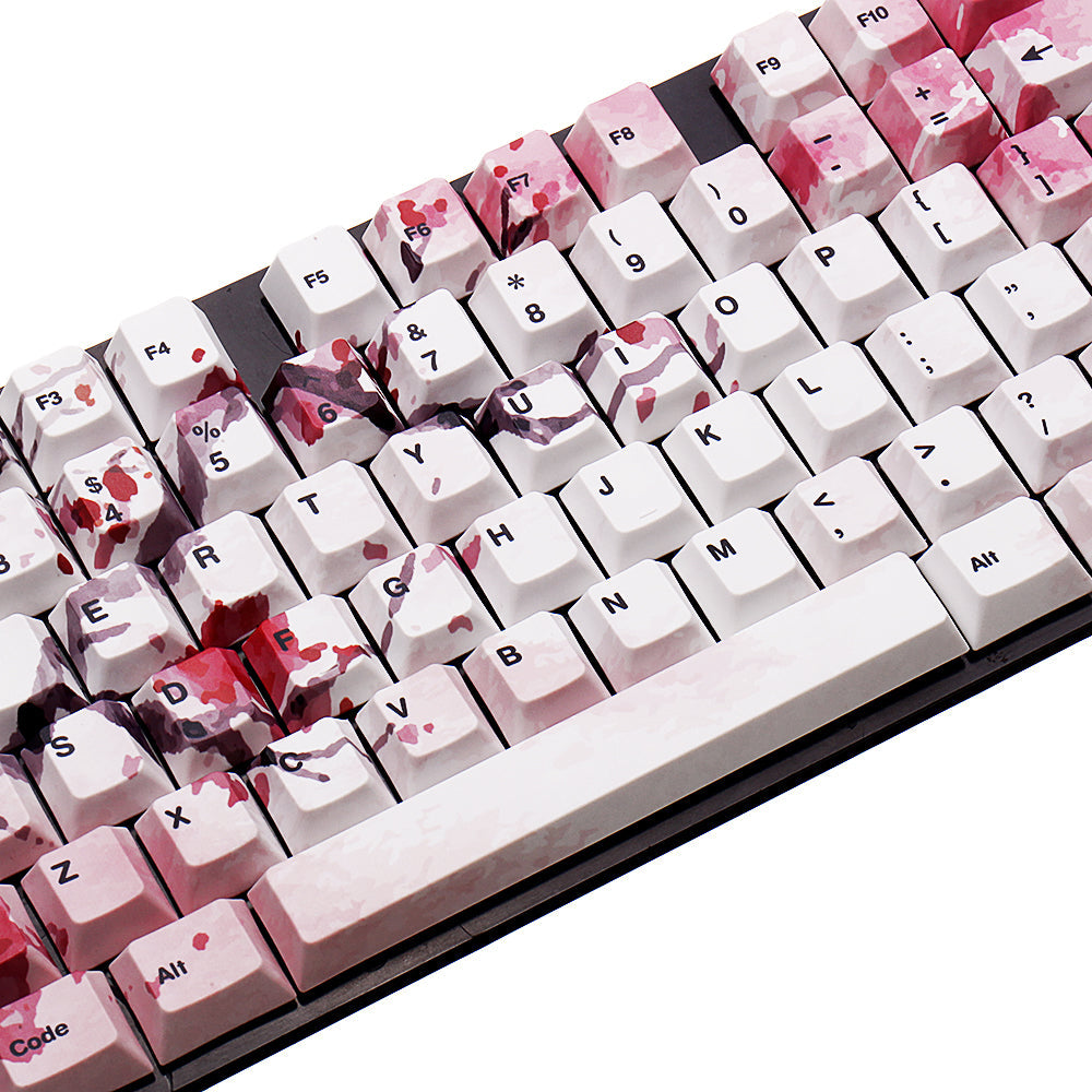 127 toetsen cherry blossom keycap-set oem-profiel pbt vijfzijdige sublimatietoetsen voor mechanisch toetsenbord