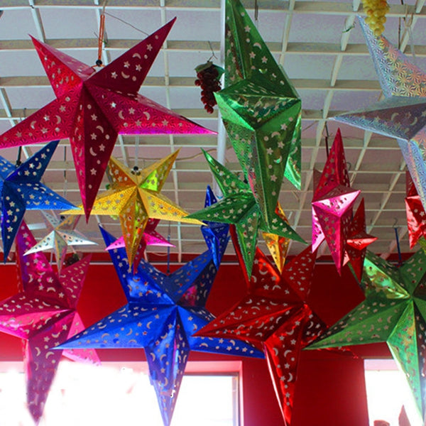 45cm kerst laser papier ster hangende decoratie vouwen handgemaakte 3d pentagram kerst decor
