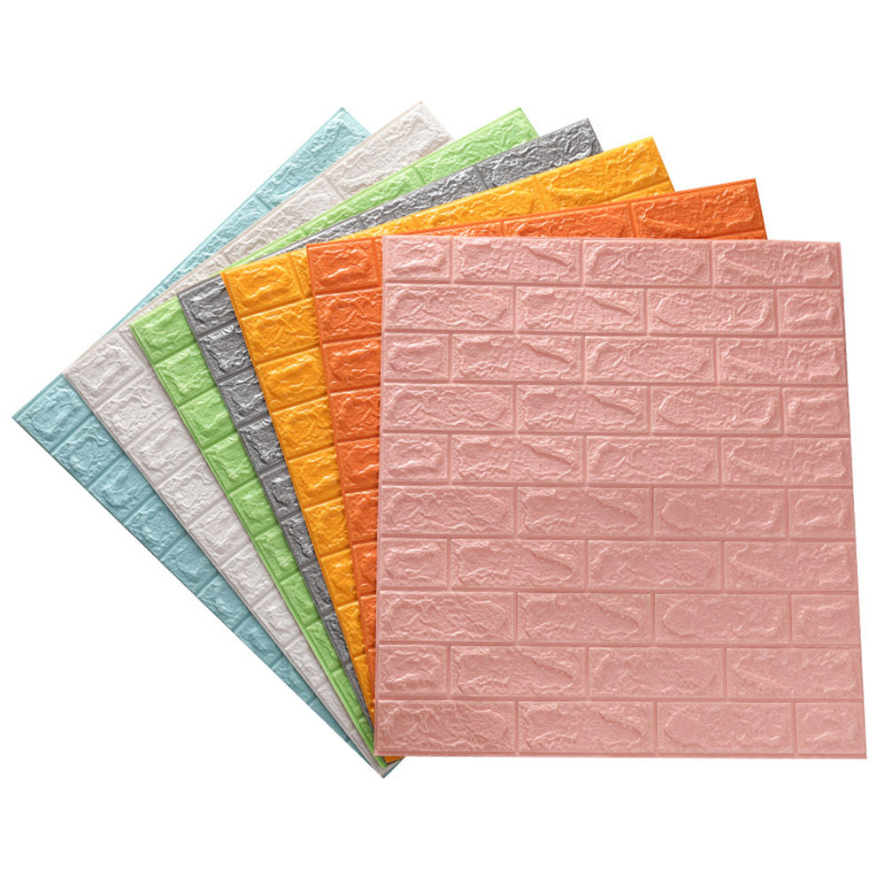 12 stuks / set 3d bakstenen muursticker zelfklevende panel decal waterdicht pe foam behang voor tv muren sofa achtergrond muur decor