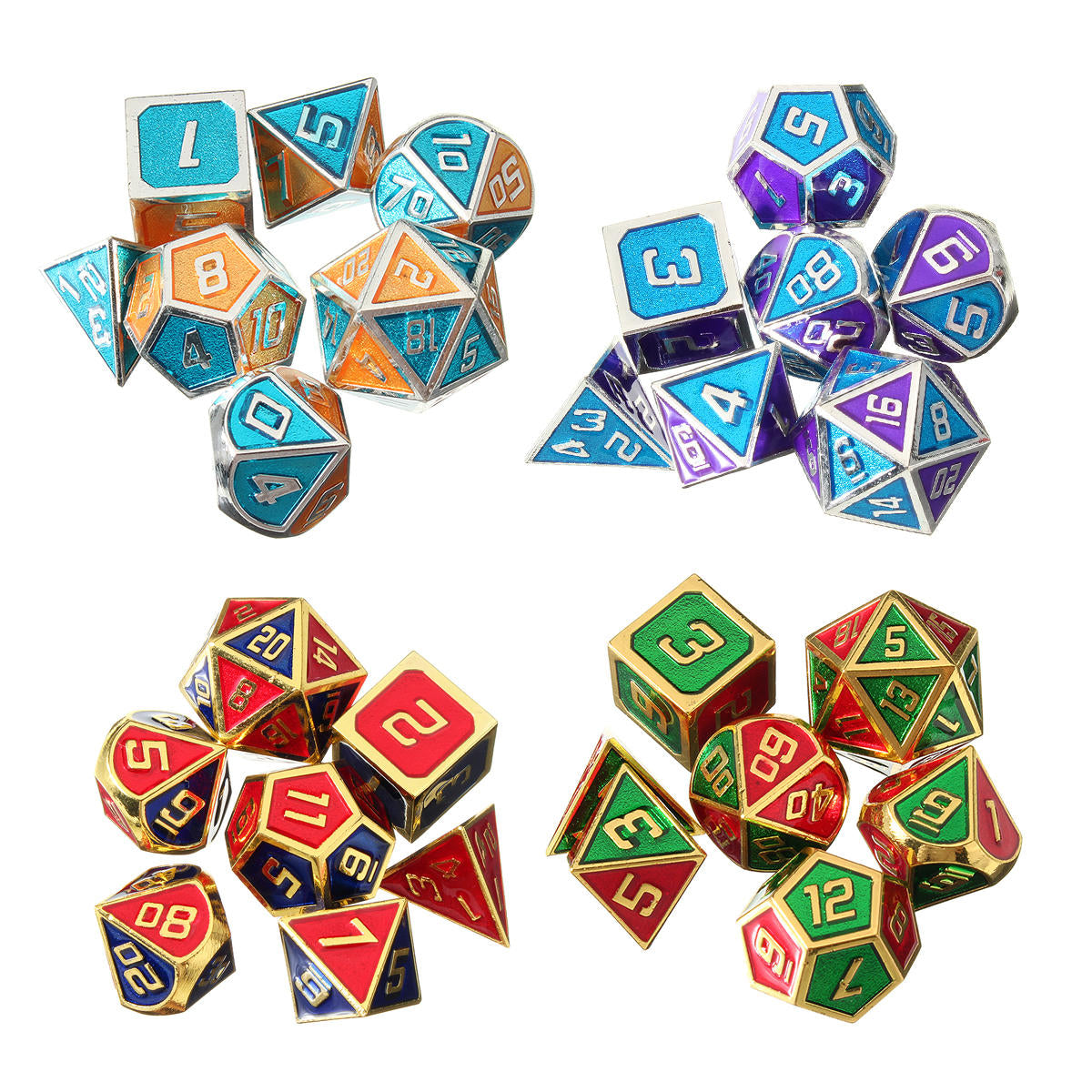 7 stuks polyhedral dices set voor dungeons dragons d20 d12 d10 d8 d6 d4 games + opbergzakjes tas