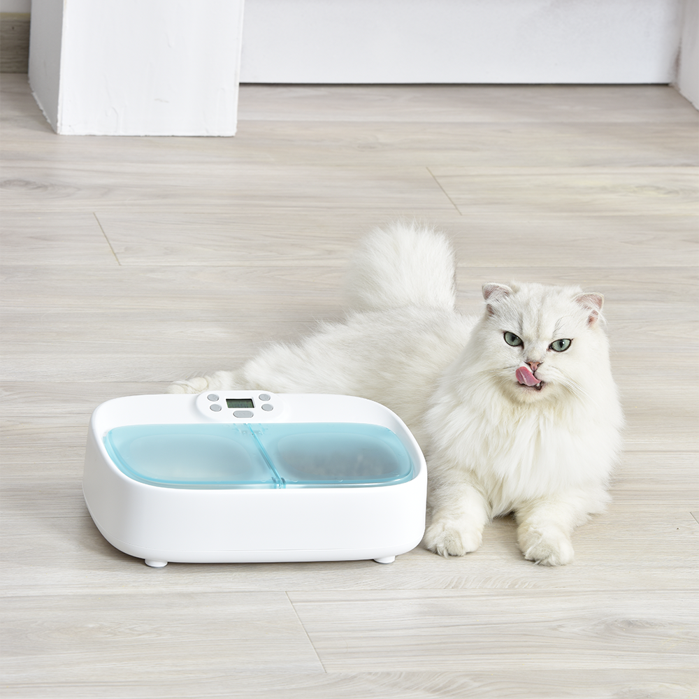 petoneer pf003 twee-maaltijd huisdier feeder smart puppy intelligente hond benodigdheden scheidbare kat dubbele kommen timing schotel voeden