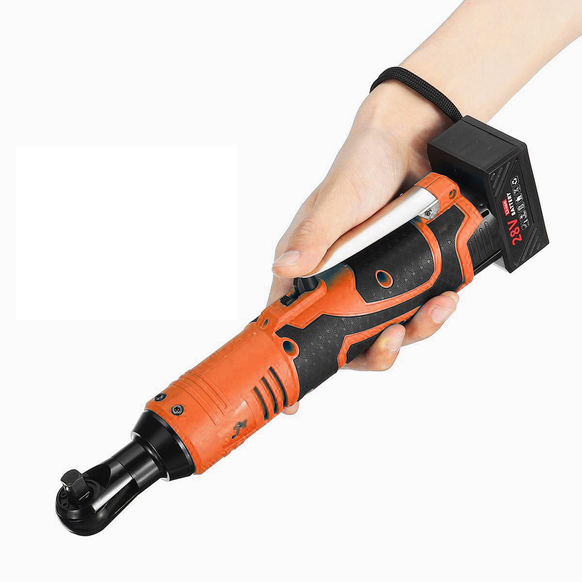 draadloze 3/8 inch elektrische ratelsleutel set haakse moersleutel power ratel tool w/1 stuks lithium-ion batterij