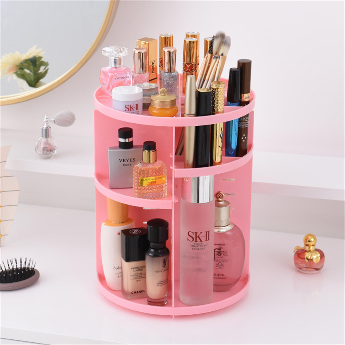 360 graden roterende make organizer box transparant acryl borstel houder sieraden make organizer cosmetische schoonheid opbergdoos