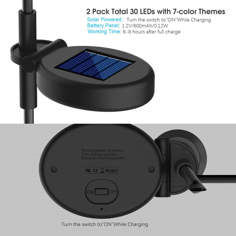 2 stuks zonne-verlichting buiten vlinderlicht transparante buis tuin decoratieve zonne-paallamp met vlinders decor aangedreven waterdicht voor tuin tuinpad