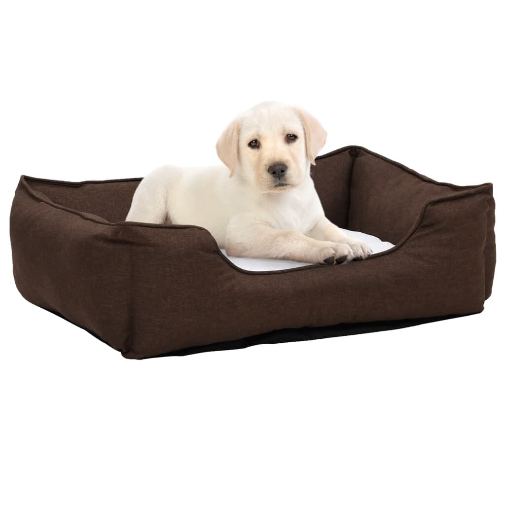 hondenbedlinnen look 65x50x20 cm fleece bruin en wit